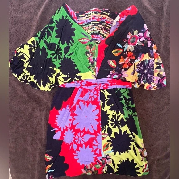 Ranna Gill x Anthropologie Multicolor Floral Knot-Front Dress. Size Medium. - Picture 5 of 11